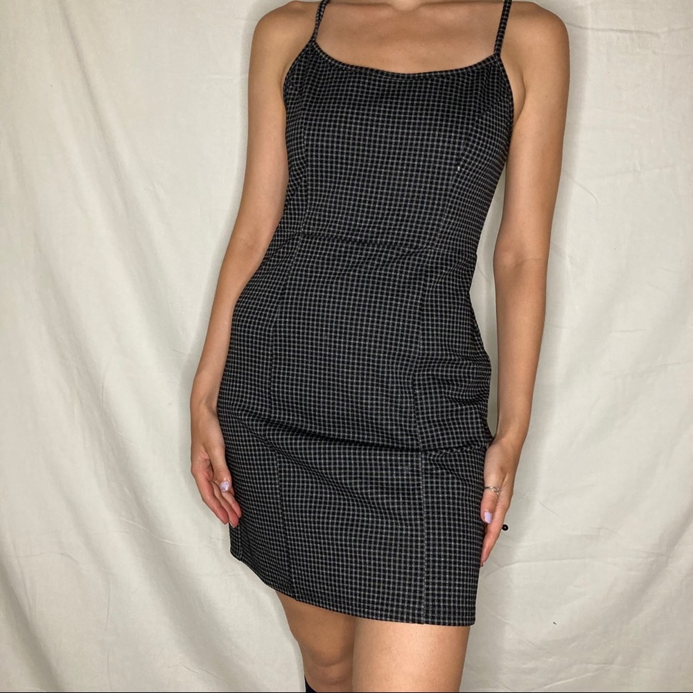 GOTH GINGHAM PRINT DRESS